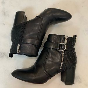 Marc Fisher Weity Black Quilted Leather Ankle Boots 6 1/2